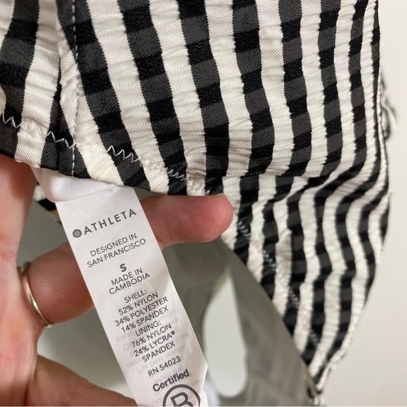 Athleta Small Seersucker Striped Black White One Piece‎ Swimsuit - Picture 9 of 11